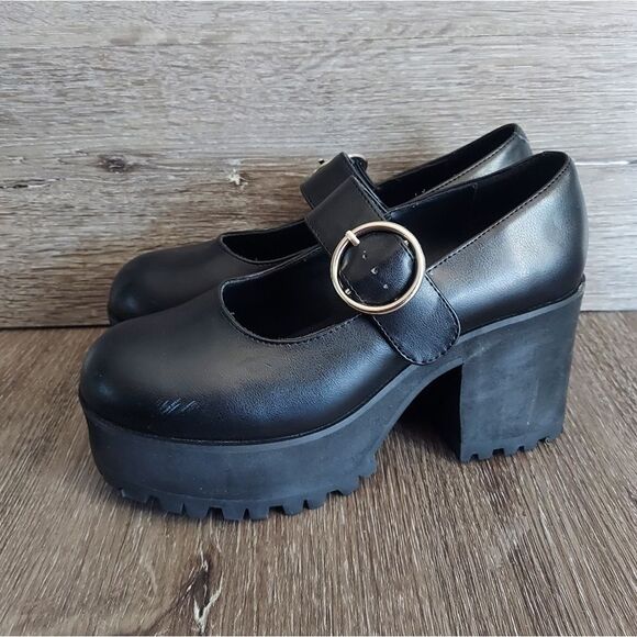 Dolls Kill x Current Mood DAMNATION PLATFORM MARY JANES Black Size 8. CM18-958 - Picture 4 of 9